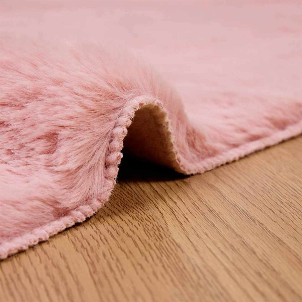 Produktbild för Halkfri matta i konstgjord kaninfäll OLITE Rosa 120 x 120 cm