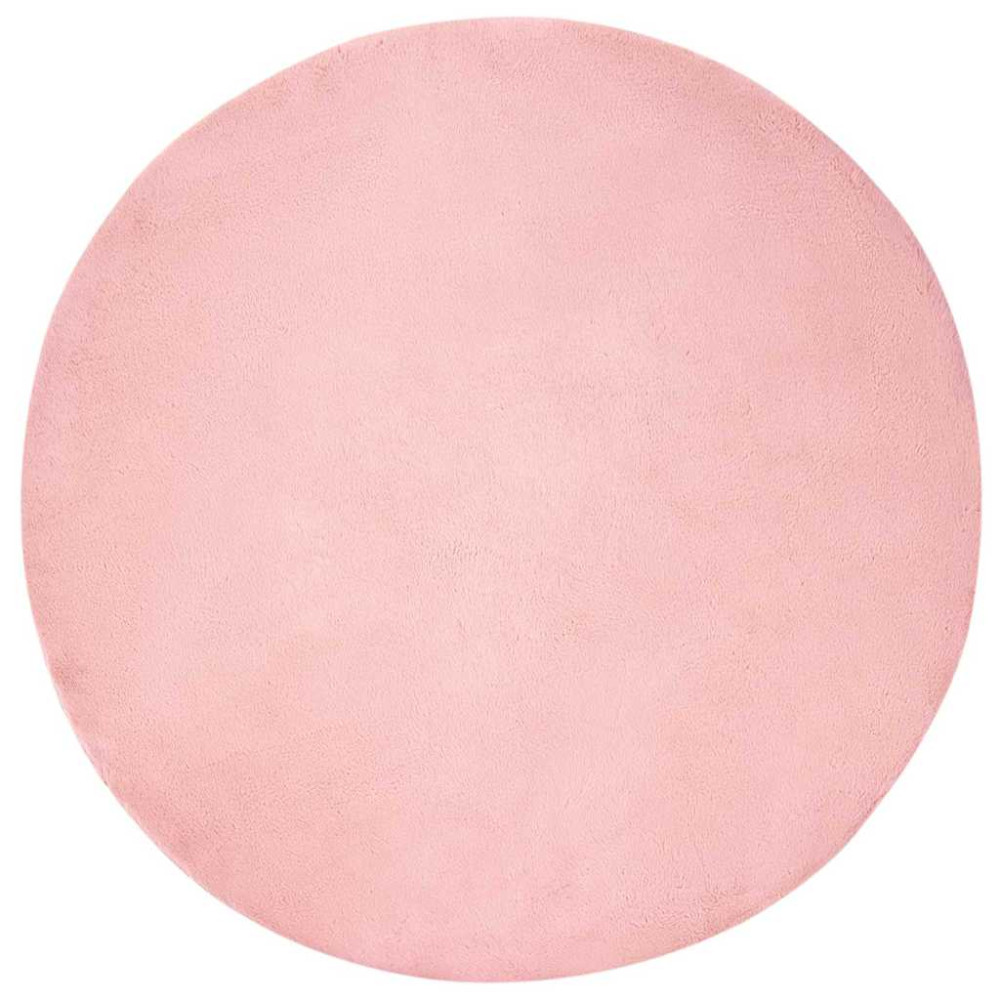 Produktbild för Halkfri matta i konstgjord kaninfäll OLITE Rosa Ø 200 cm