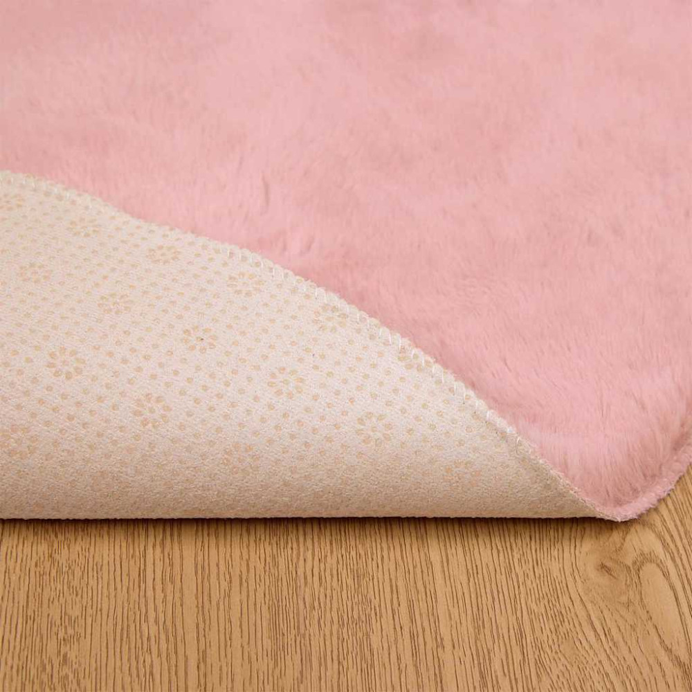 Produktbild för Halkfri matta i konstgjord kaninfäll OLITE Rosa Ø 200 cm
