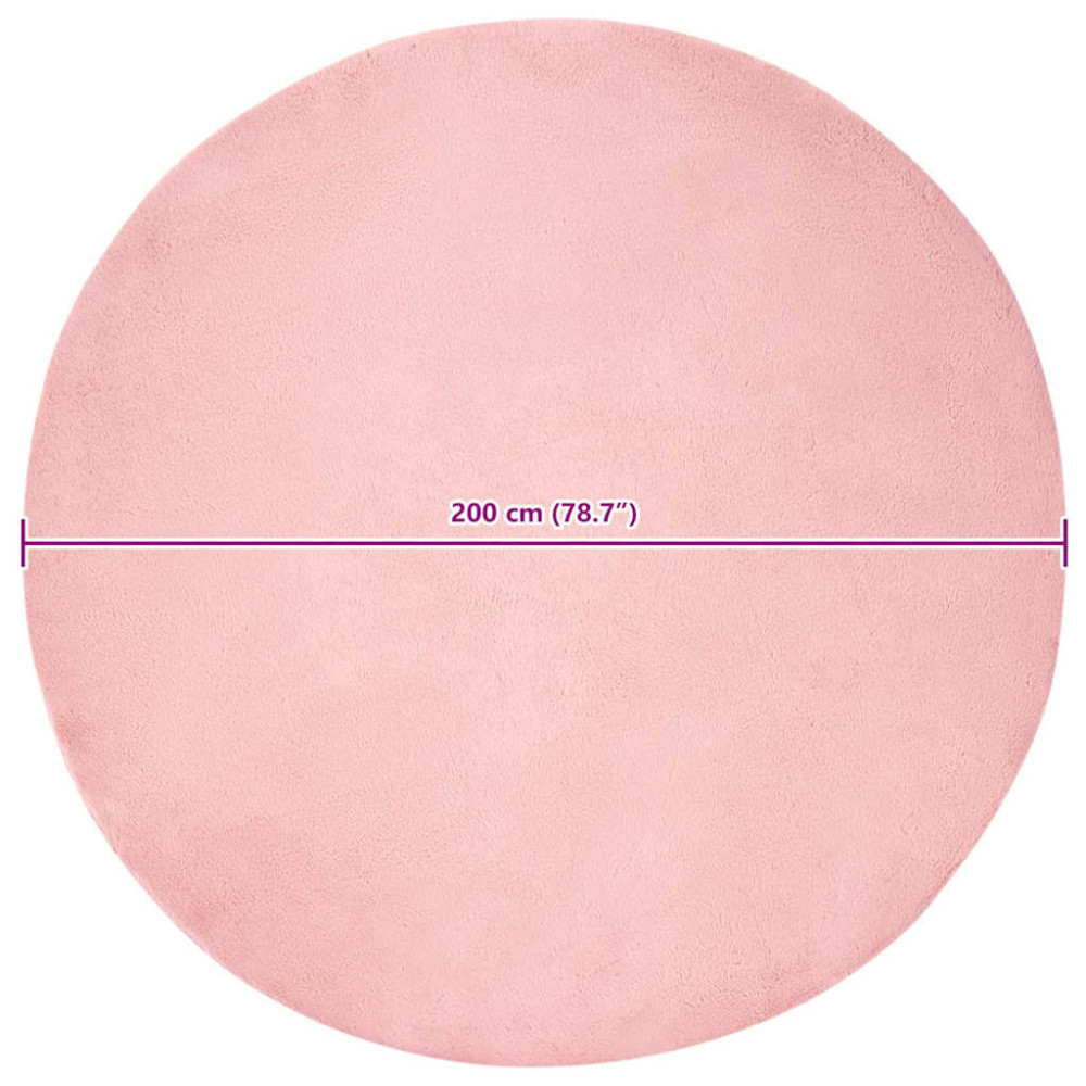 Produktbild för Halkfri matta i konstgjord kaninfäll OLITE Rosa Ø 200 cm