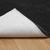 Produktbild för Halkfri matta i konstgjord kaninfäll OLITE Svart 80 x 150 cm