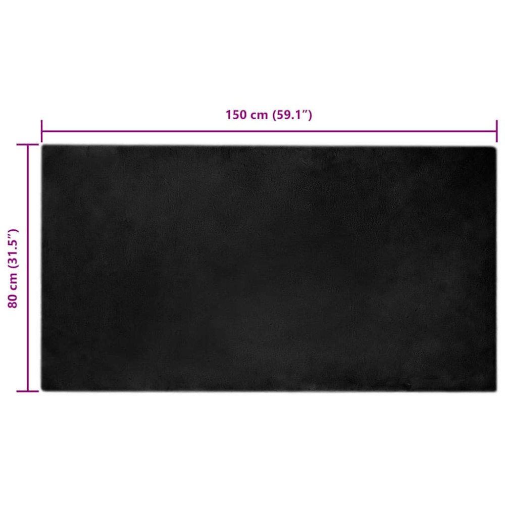 Produktbild för Halkfri matta i konstgjord kaninfäll OLITE Svart 80 x 150 cm