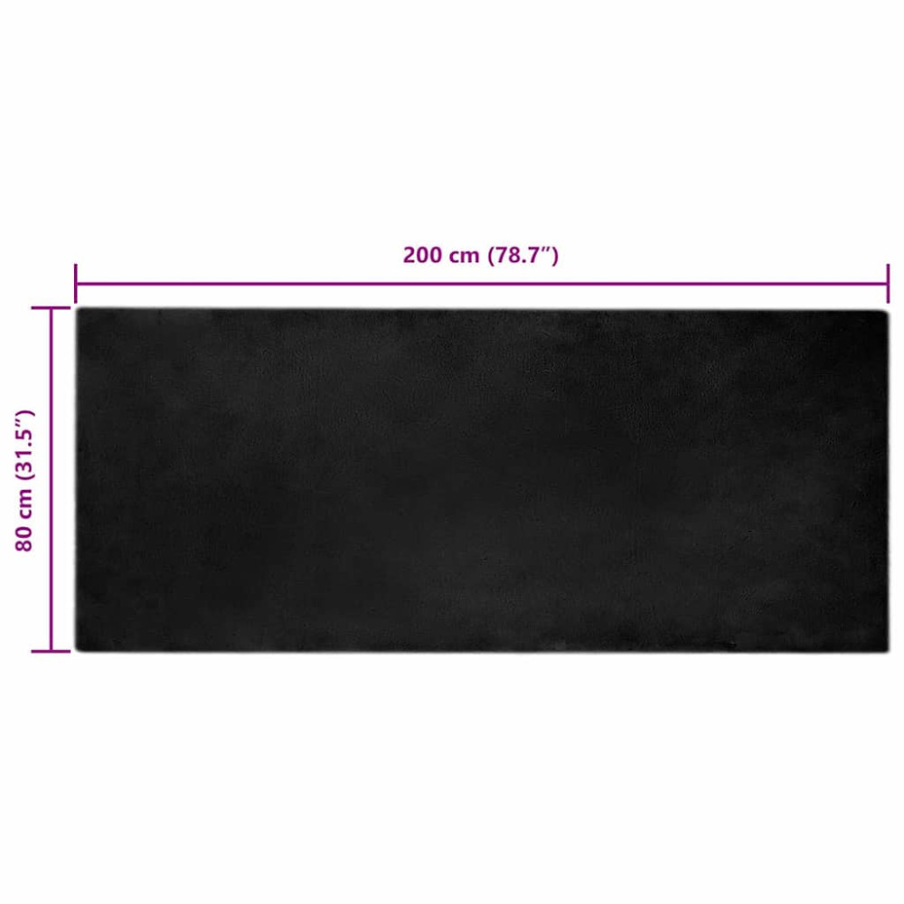 Produktbild för Halkfri matta i konstgjord kaninfäll OLITE Svart 80 x 200 cm