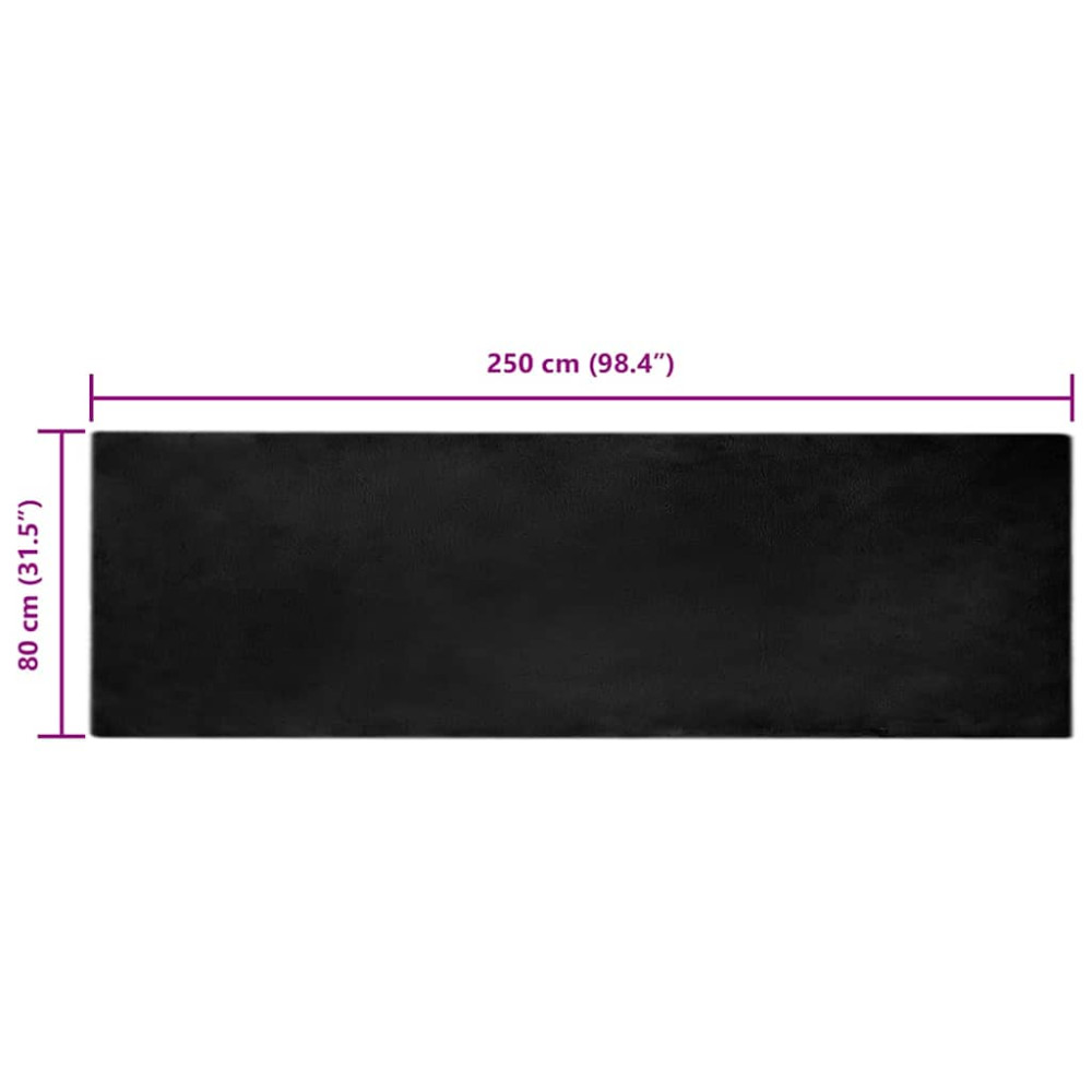 Produktbild för Halkfri matta i konstgjord kaninfäll OLITE Svart 80 x 250 cm