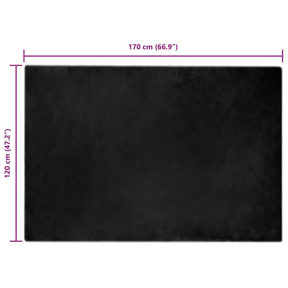 Produktbild för Halkfri matta i konstgjord kaninfäll OLITE Svart 120 x 170 cm