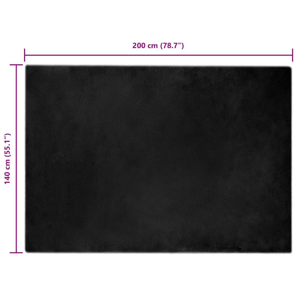 Produktbild för Halkfri matta i konstgjord kaninfäll OLITE Svart 140 x 200 cm