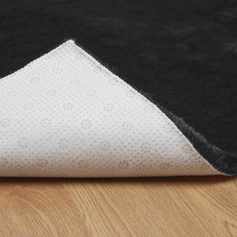 Produktbild för Halkfri matta i konstgjord kaninfäll OLITE Svart 200 x 280 cm