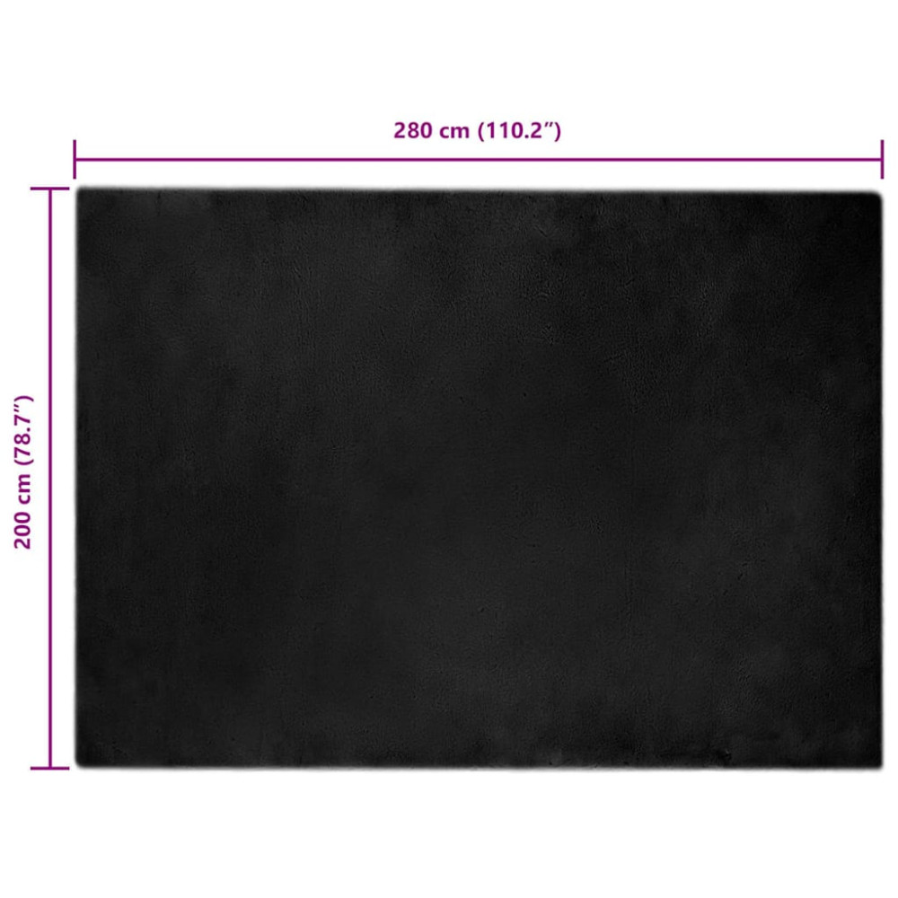 Produktbild för Halkfri matta i konstgjord kaninfäll OLITE Svart 200 x 280 cm