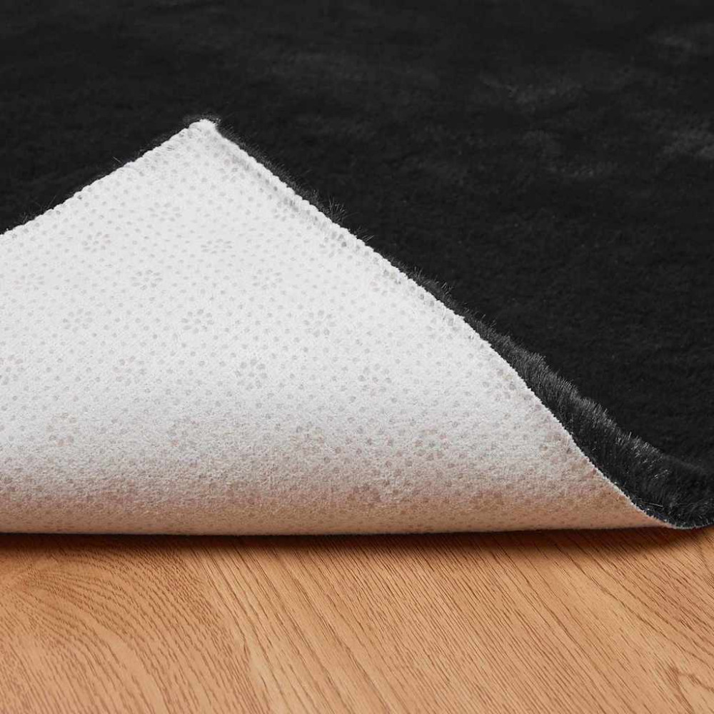 Produktbild för Halkfri matta i konstgjord kaninfäll OLITE Svart 200 x 200 cm