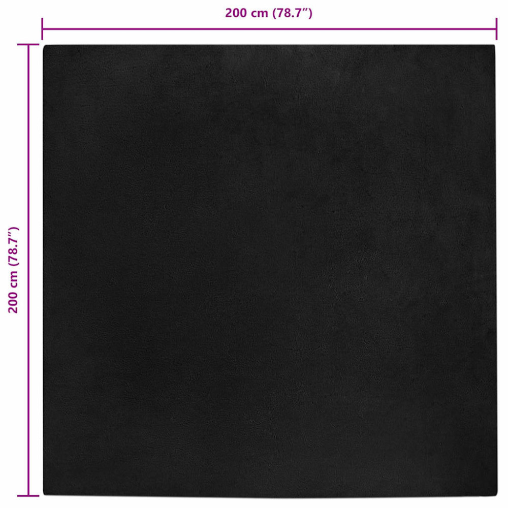 Produktbild för Halkfri matta i konstgjord kaninfäll OLITE Svart 200 x 200 cm