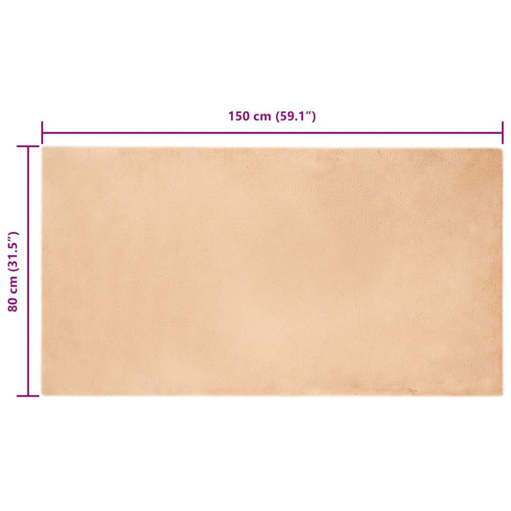 Produktbild för Halkfri matta i konstgjord kaninfäll OLITE Taupe 80 x 150 cm