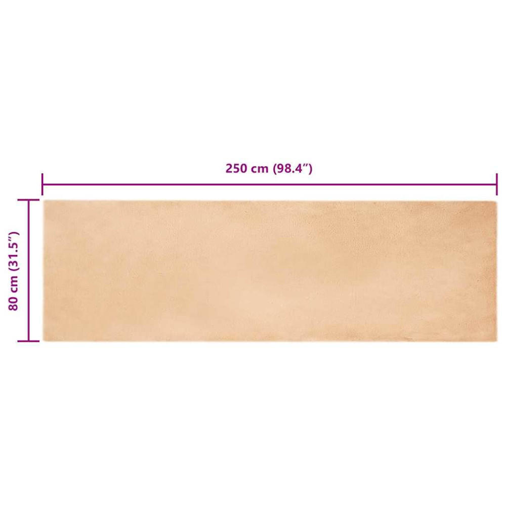 Produktbild för Halkfri matta i konstgjord kaninfäll OLITE Taupe 80 x 250 cm