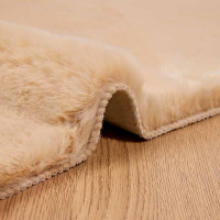 Produktbild för Halkfri matta i konstgjord kaninfäll OLITE Taupe 120 x 120 cm