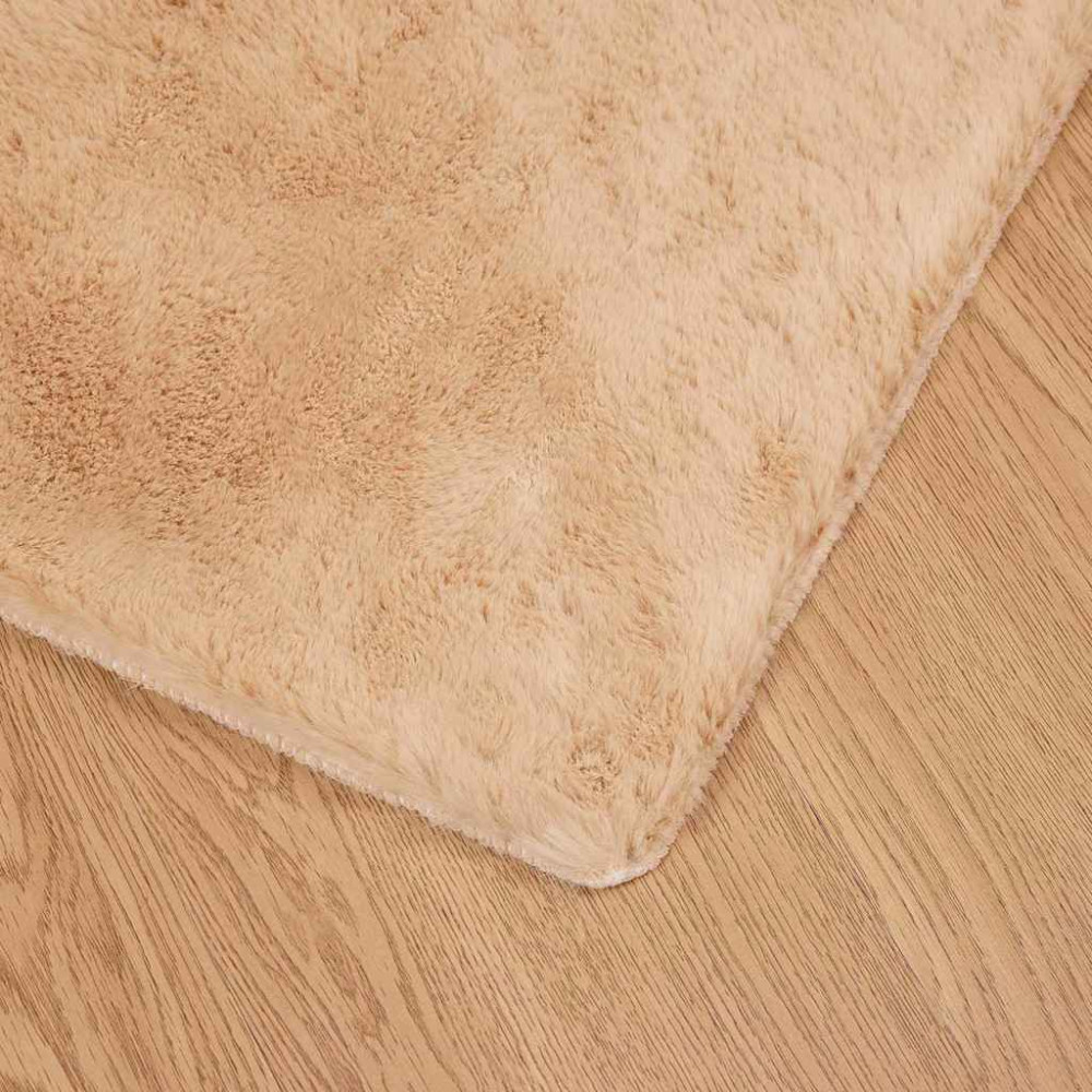Produktbild för Halkfri matta i konstgjord kaninfäll OLITE Taupe 160 x 160 cm