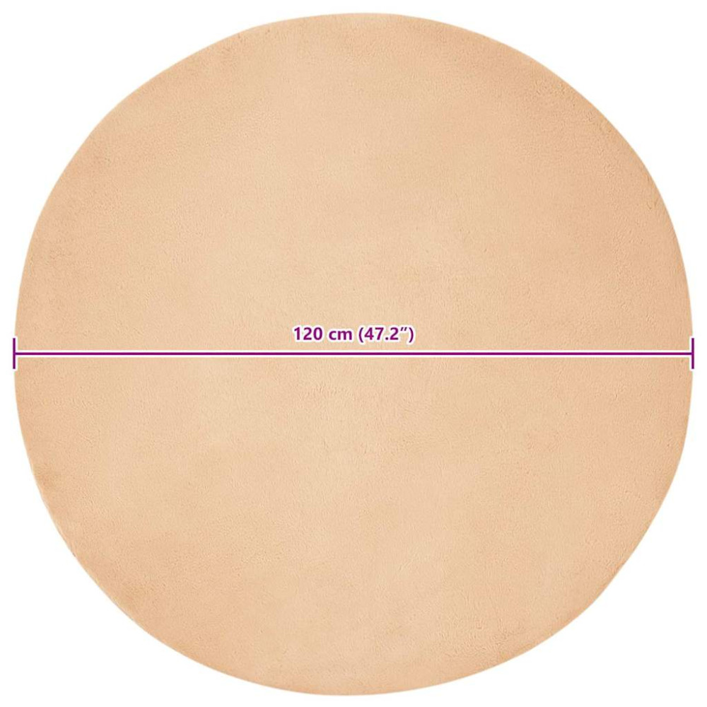 Produktbild för Halkfri matta i konstgjord kaninfäll OLITE Taupe Ø 120 cm