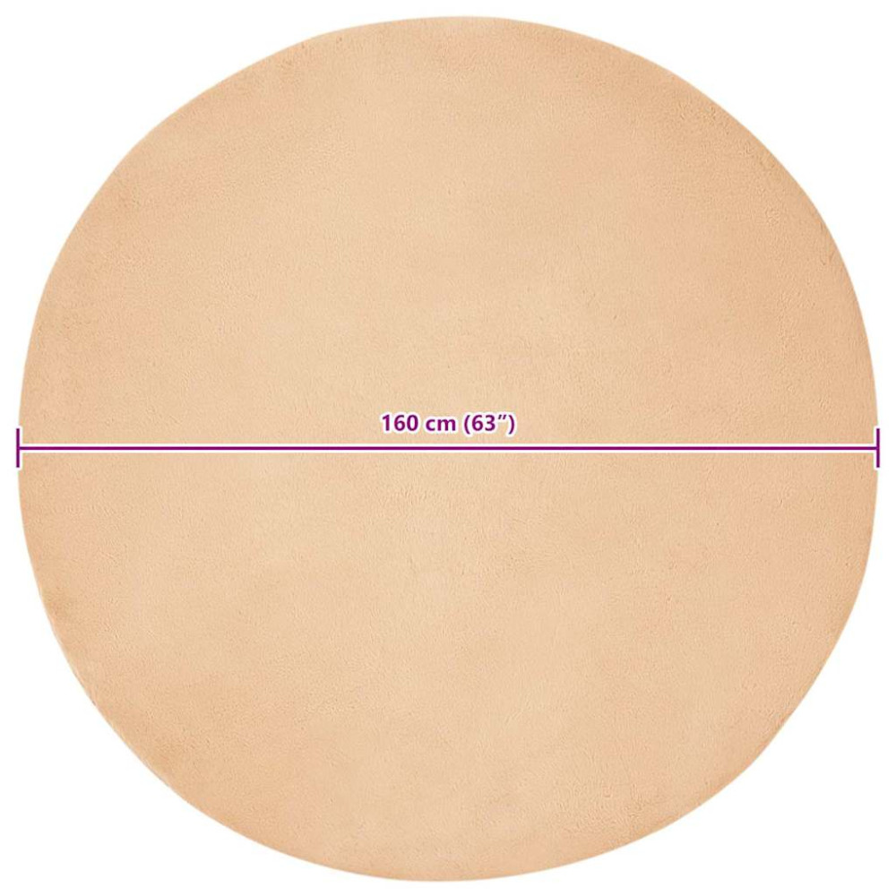 Produktbild för Halkfri matta i konstgjord kaninfäll OLITE Taupe Ø 160 cm