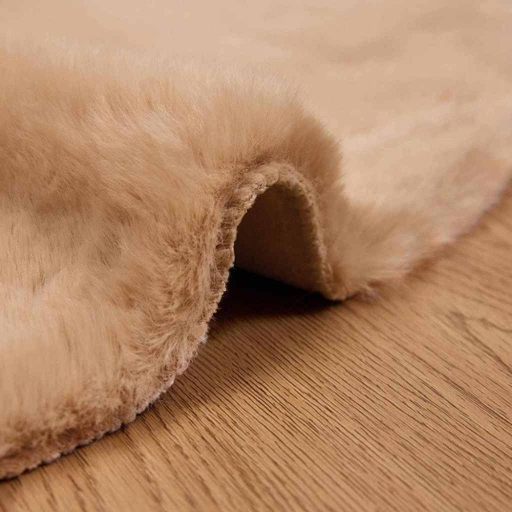 Produktbild för Halkfri matta i konstgjord kaninfäll OLITE Taupe Ø 200 cm