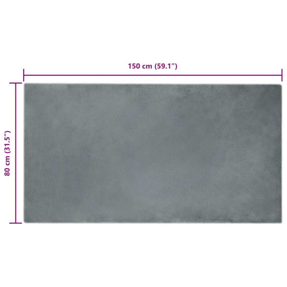 Produktbild för Halkfri matta i konstgjord kaninfäll OLITE Antracit 80 x 150 cm