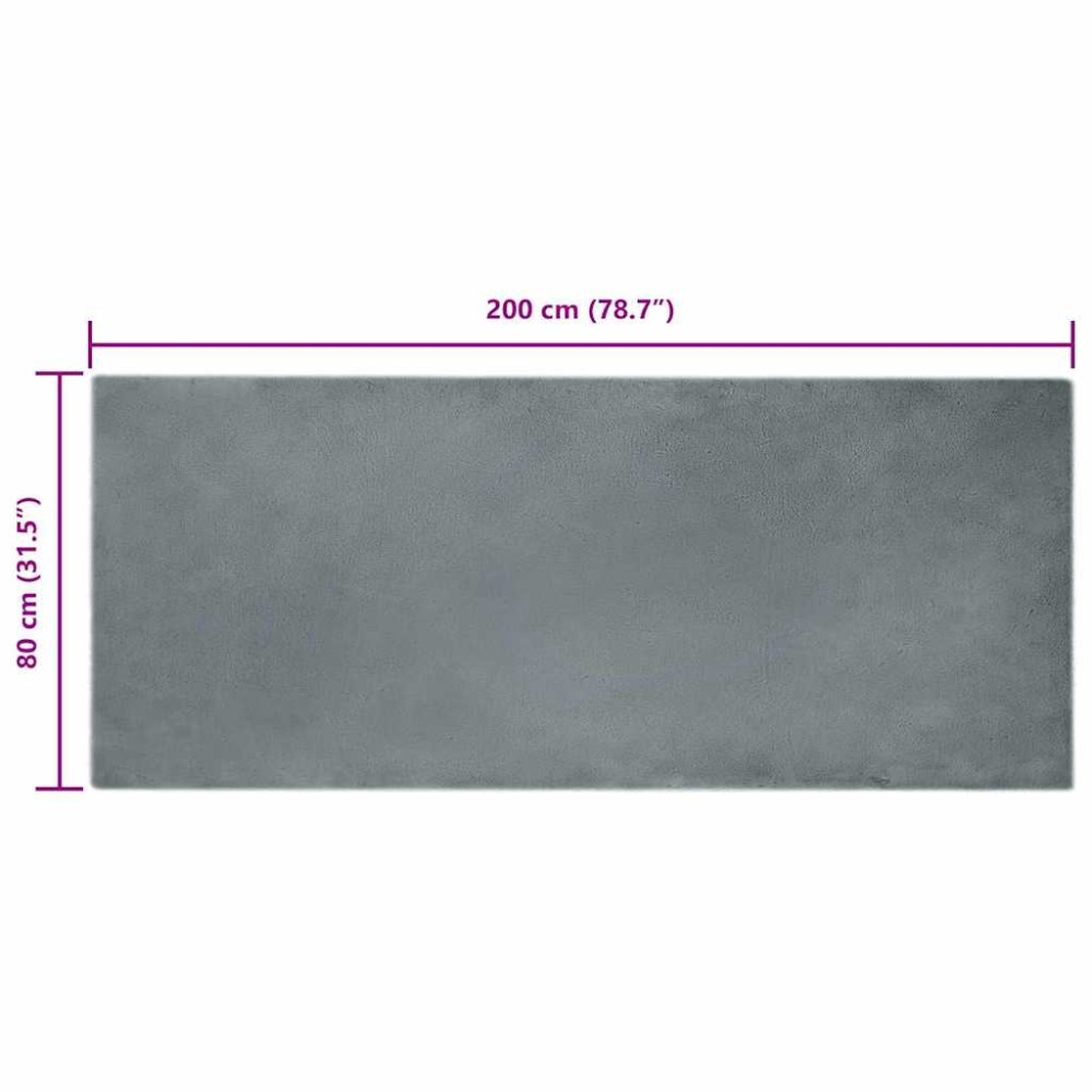 Produktbild för Halkfri matta i konstgjord kaninfäll OLITE Antracit 80 x 200 cm