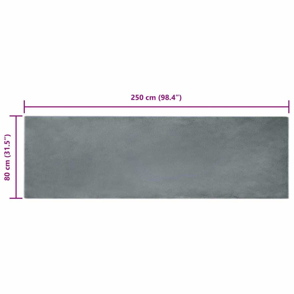 Produktbild för Halkfri matta i konstgjord kaninfäll OLITE Antracit 80 x 250 cm