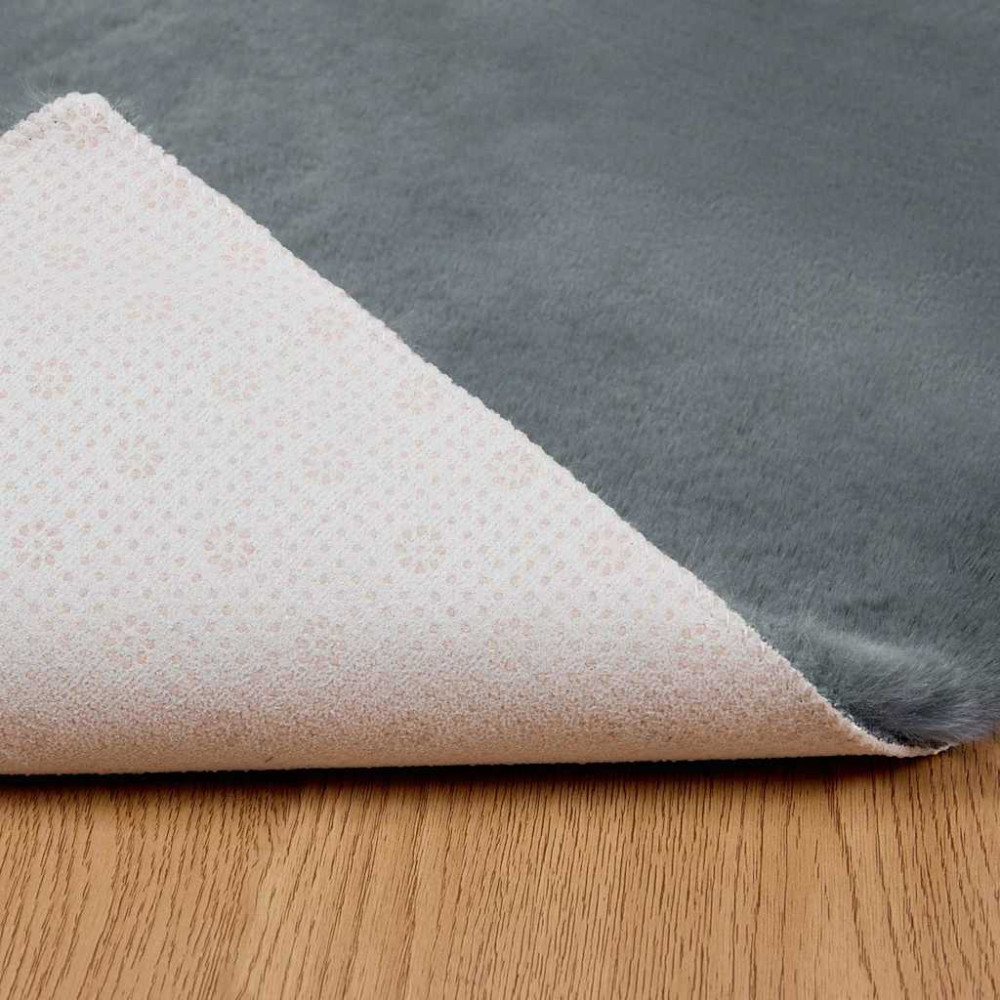 Produktbild för Halkfri matta i konstgjord kaninfäll OLITE Antracit Polyester