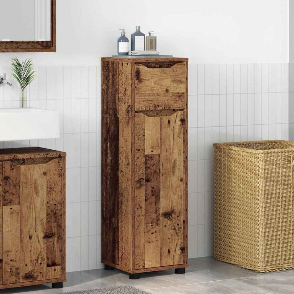 Produktbild för Badrumsskåp Gammalt trä 30,5 x 30 x 101 cm Konstruerat trä