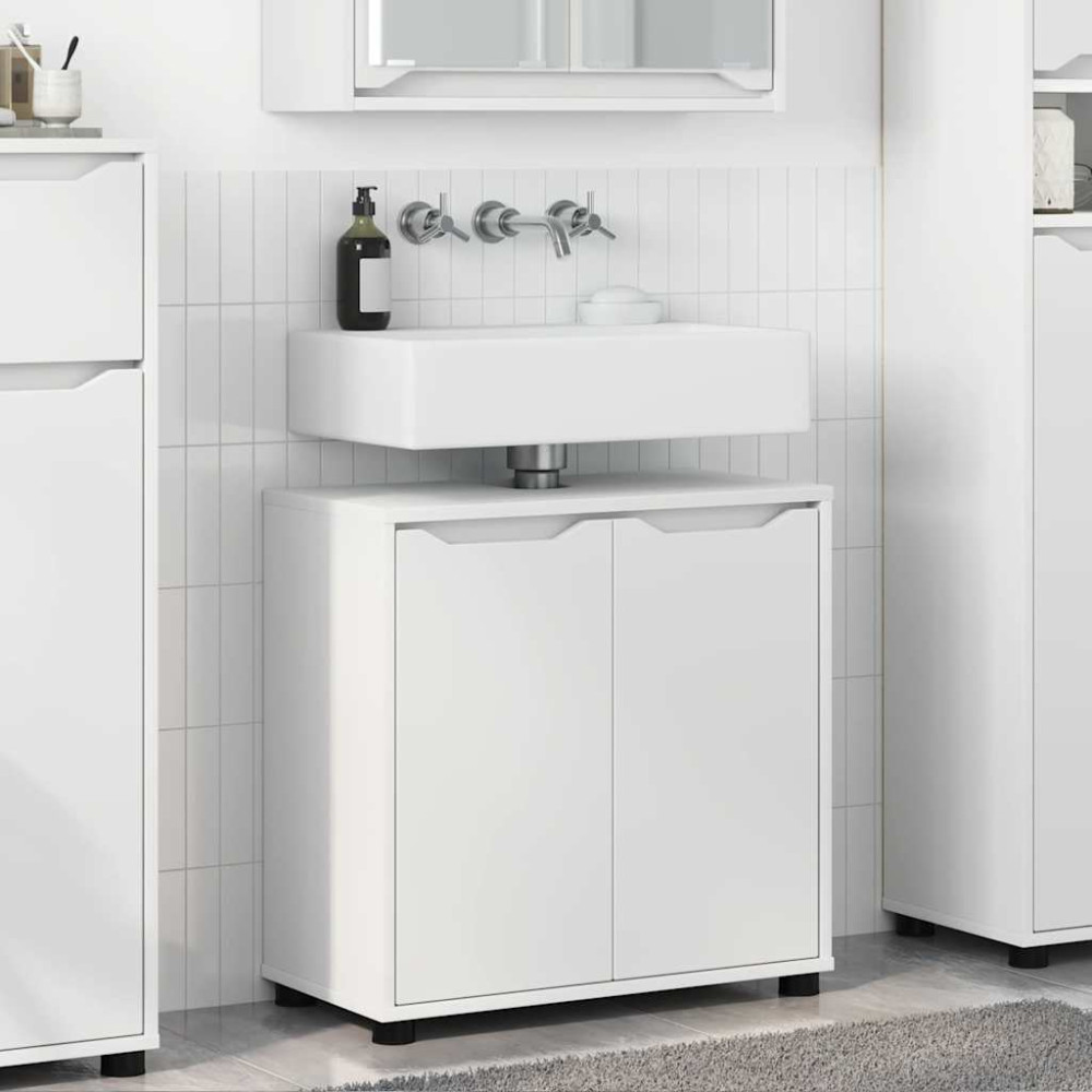 Produktbild för Badrumsvaskskåp med hylla Vit 60 x 30 x 60 cm Konstruerat trä