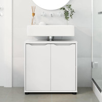 Produktbild för Badrumsvaskskåp med hylla Vit 60 x 30 x 60 cm Konstruerat trä