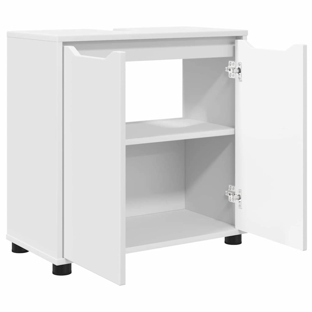 Produktbild för Badrumsvaskskåp med hylla Vit 60 x 30 x 60 cm Konstruerat trä