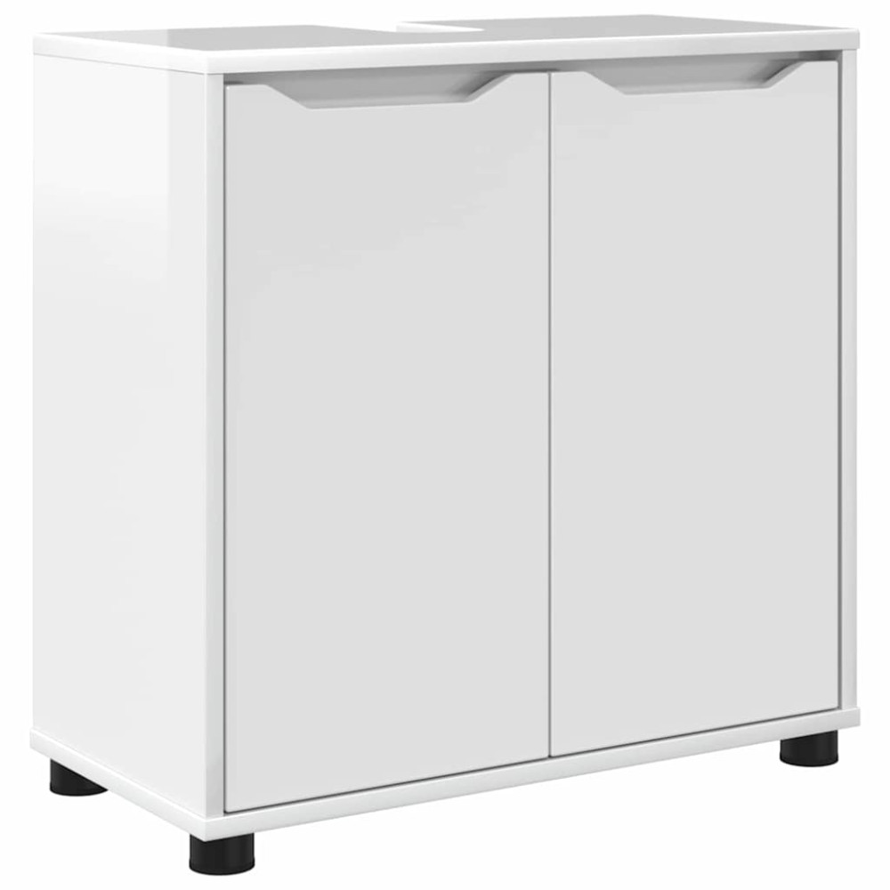 Produktbild för Badrumsvaskskåp Högblanka vita 60 x 30 x 60 cm Konstruerat trä