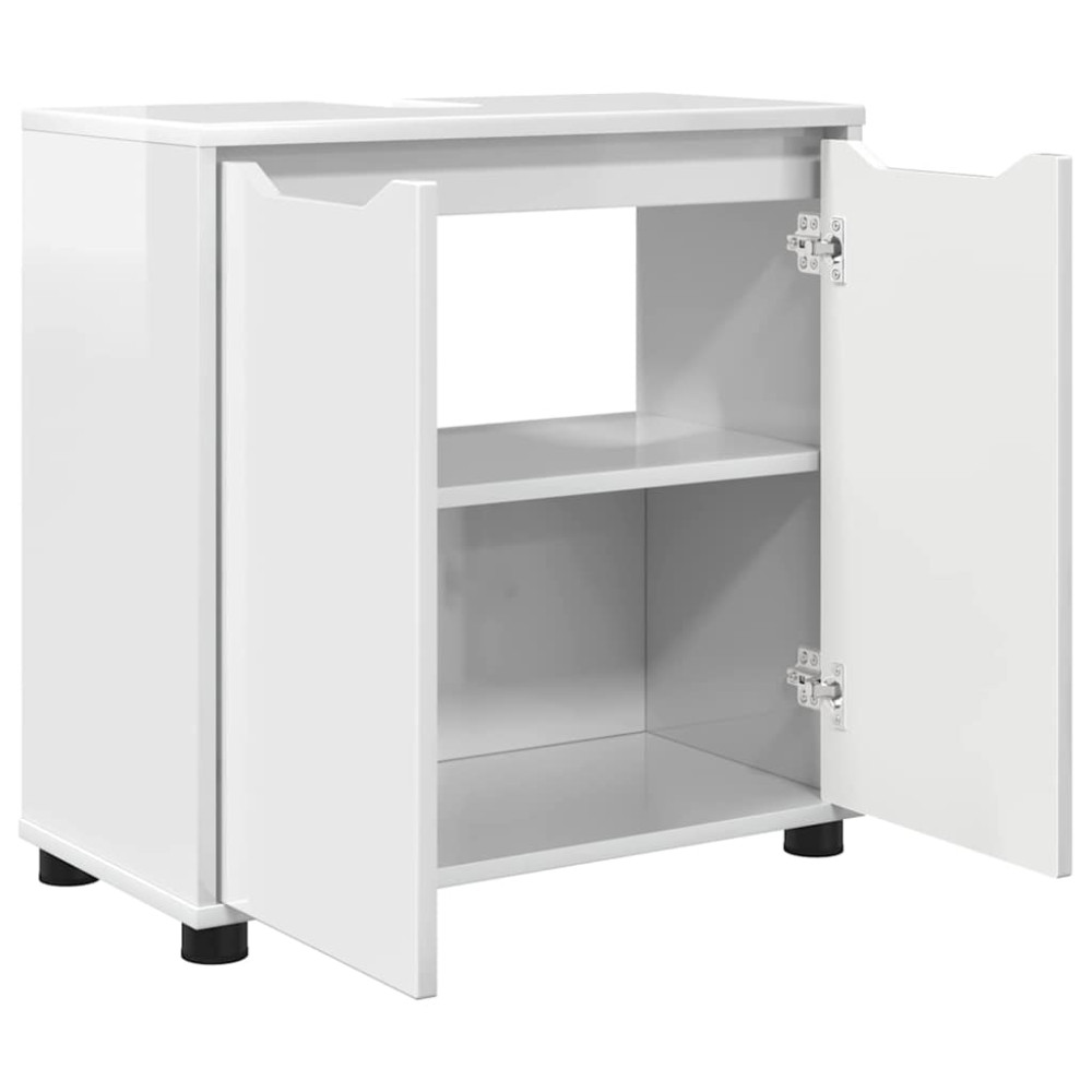 Produktbild för Badrumsvaskskåp Högblanka vita 60 x 30 x 60 cm Konstruerat trä