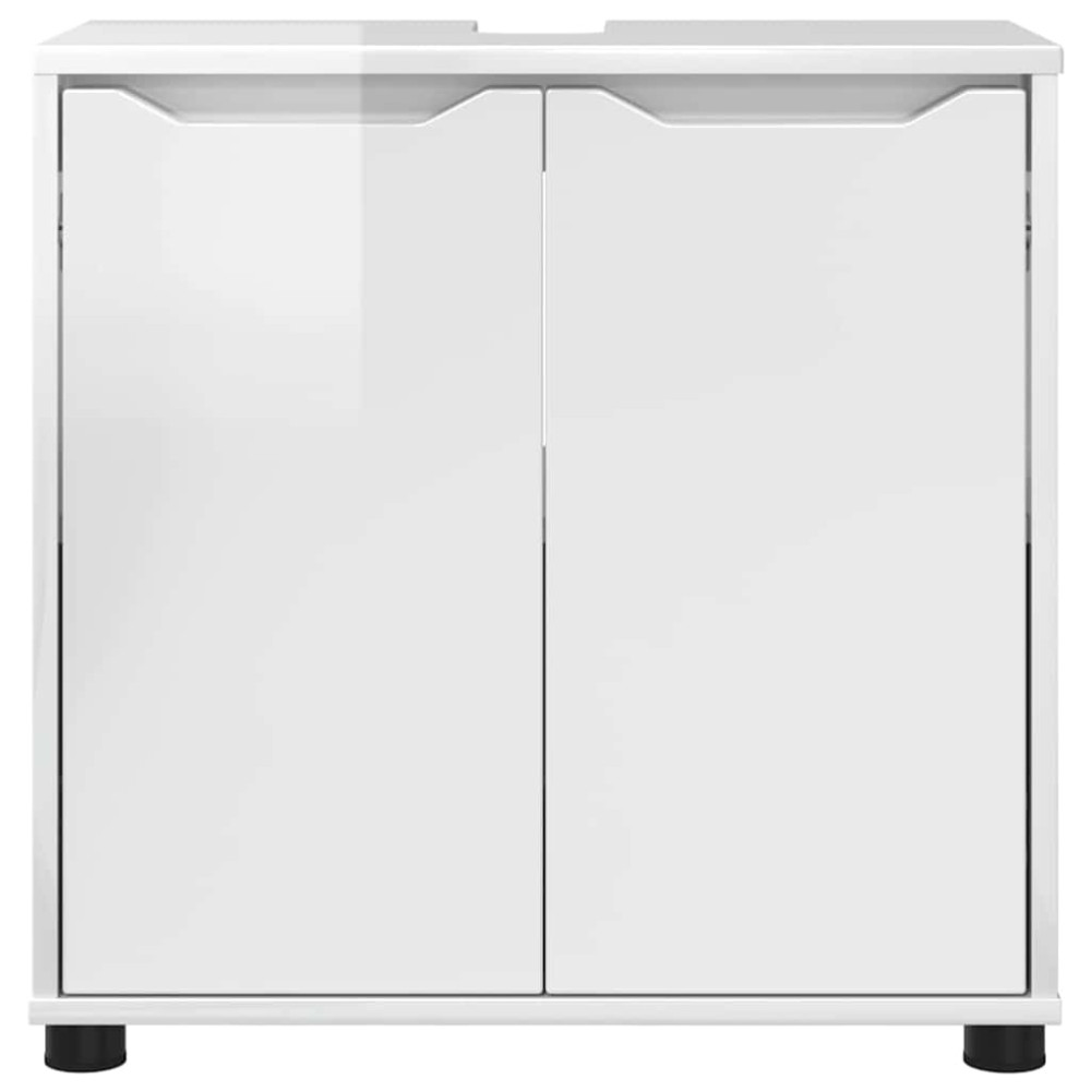 Produktbild för Badrumsvaskskåp Högblanka vita 60 x 30 x 60 cm Konstruerat trä