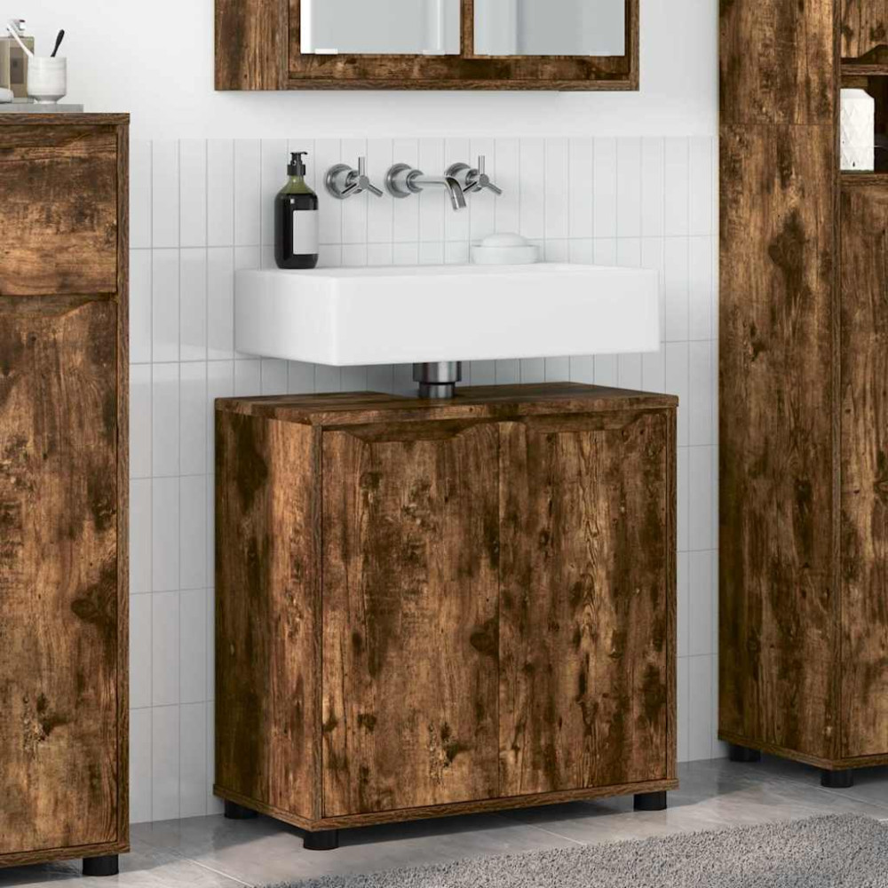 Produktbild för Badrumsvaskskåp Rökt ek 60 x 30 x 60 cm Konstruerat trä