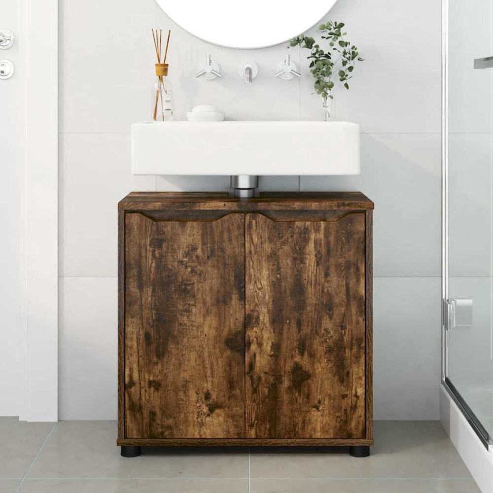 Produktbild för Badrumsvaskskåp Rökt ek 60 x 30 x 60 cm Konstruerat trä