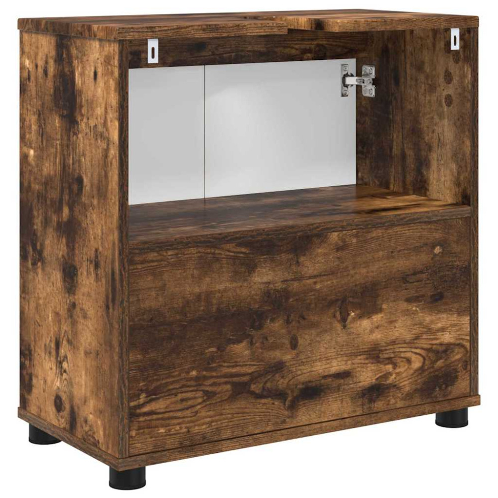 Produktbild för Badrumsvaskskåp Rökt ek 60 x 30 x 60 cm Konstruerat trä