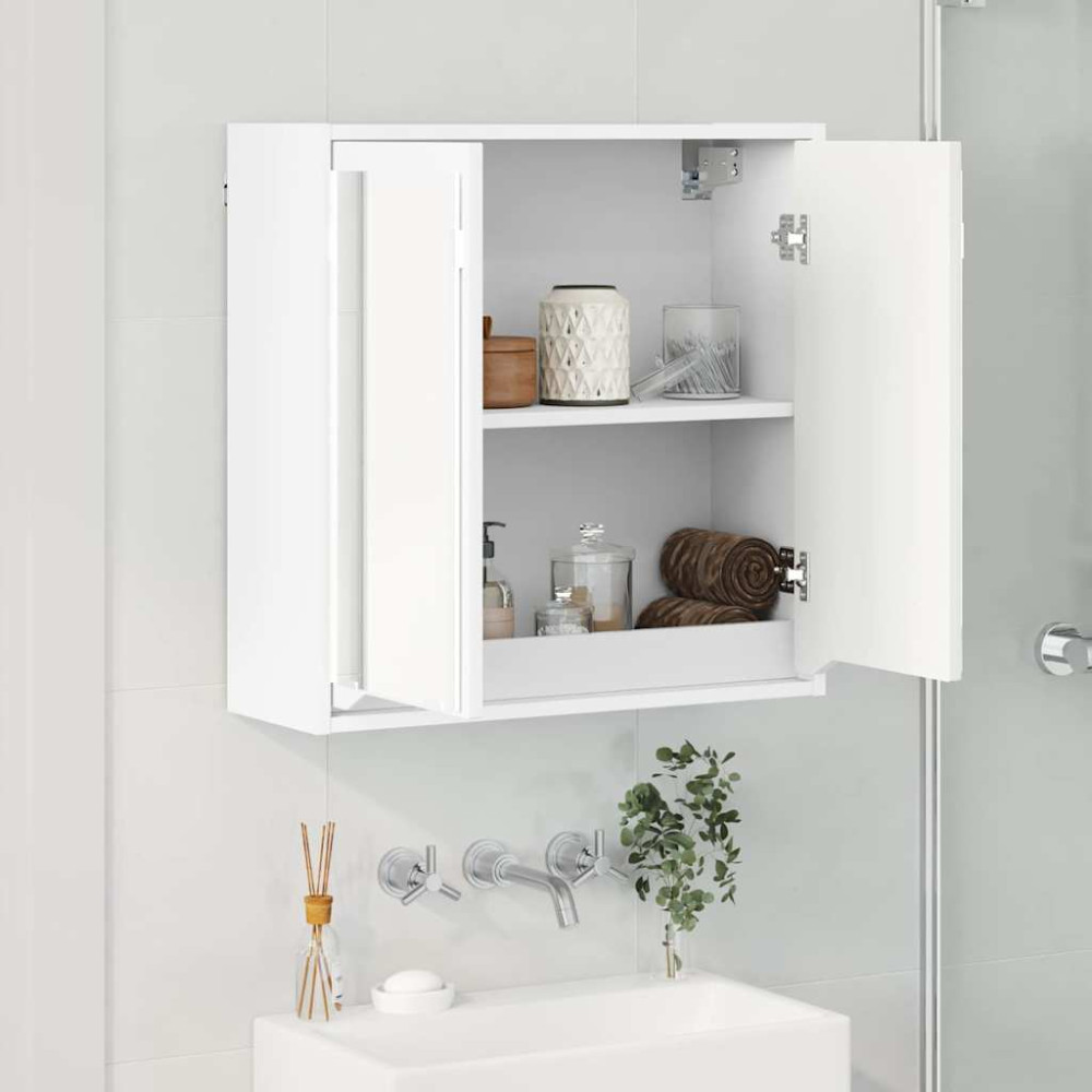 Produktbild för Badrumsspegelskåp med hylla Vit 60 x 20 x 60 cm Konstruerat trä