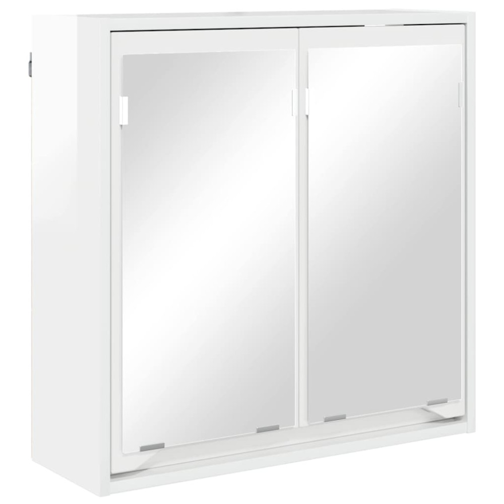 Produktbild för Badrumsspegelskåp med hylla Högblanka vita 60 x 20 x 60 cm