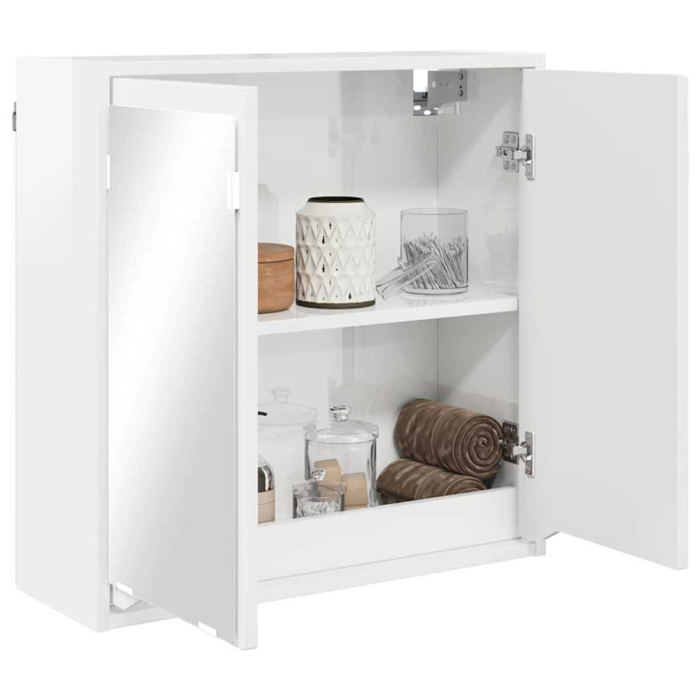 Produktbild för Badrumsspegelskåp med hylla Högblanka vita 60 x 20 x 60 cm