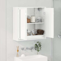 Produktbild för Badrumsspegelskåp med hylla Högblanka vita 60 x 20 x 60 cm