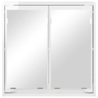 Produktbild för Badrumsspegelskåp med hylla Högblanka vita 60 x 20 x 60 cm