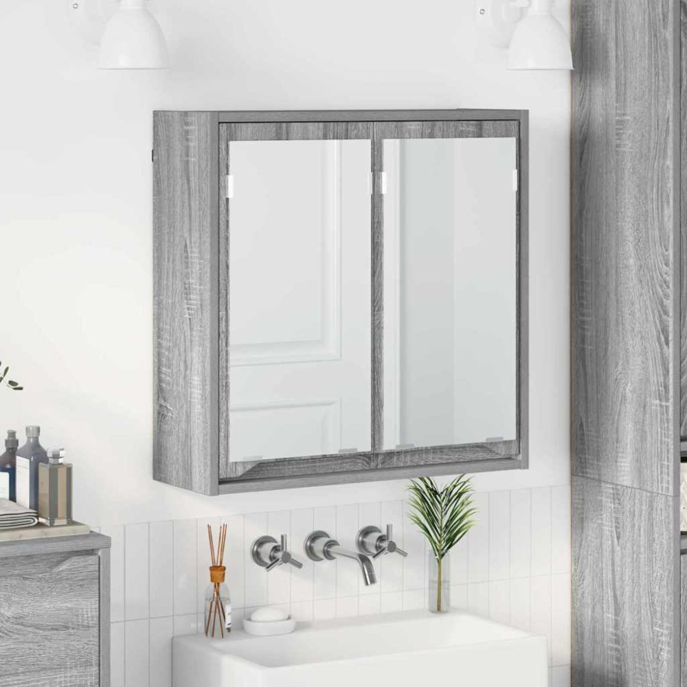 Produktbild för Badrumsspegelskåp Grå Sonoma 60 x 20 x 60 cm Konstruerat trä