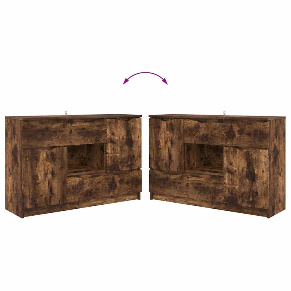 Produktbild för Sideboard med låda Rökt ek 100 x 30 x 65,6 Konstruerat trä