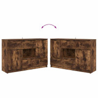 Produktbild för Sideboard med låda Rökt ek 100 x 30 x 65,6 Konstruerat trä