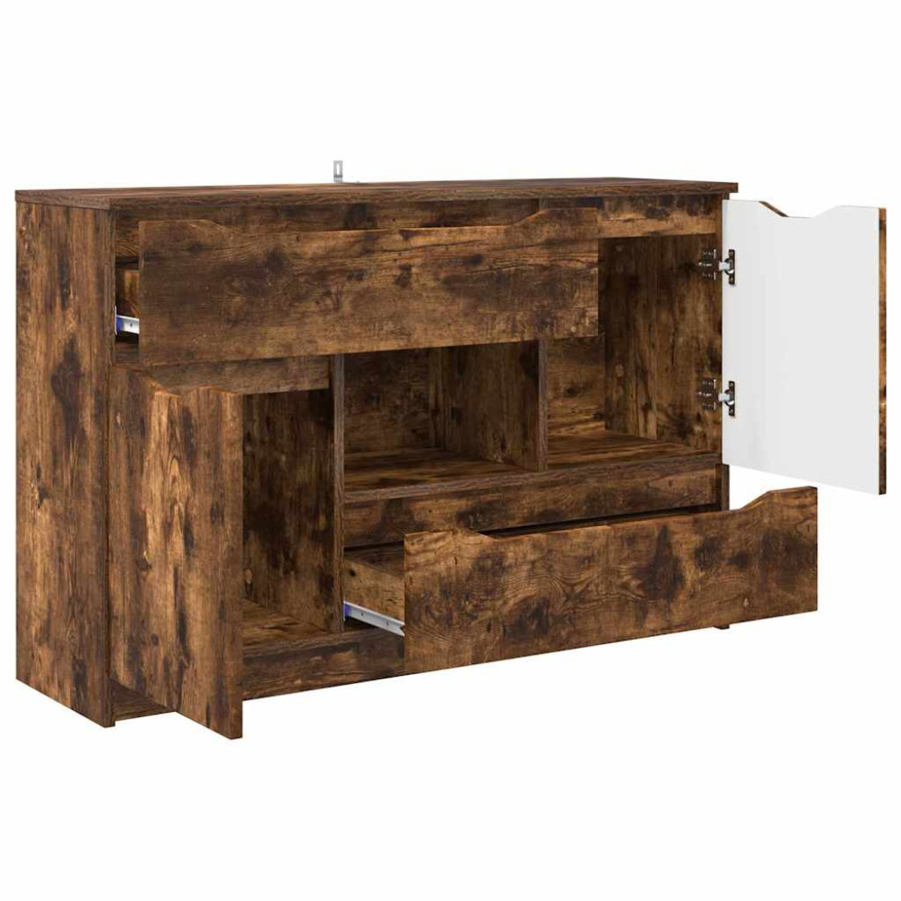Produktbild för Sideboard med låda Rökt ek 100 x 30 x 65,6 Konstruerat trä