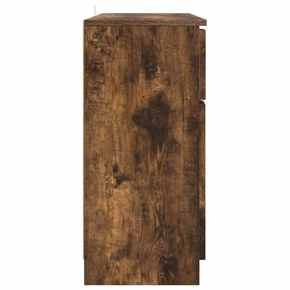 Produktbild för Sideboard med låda Rökt ek 100 x 30 x 65,6 Konstruerat trä