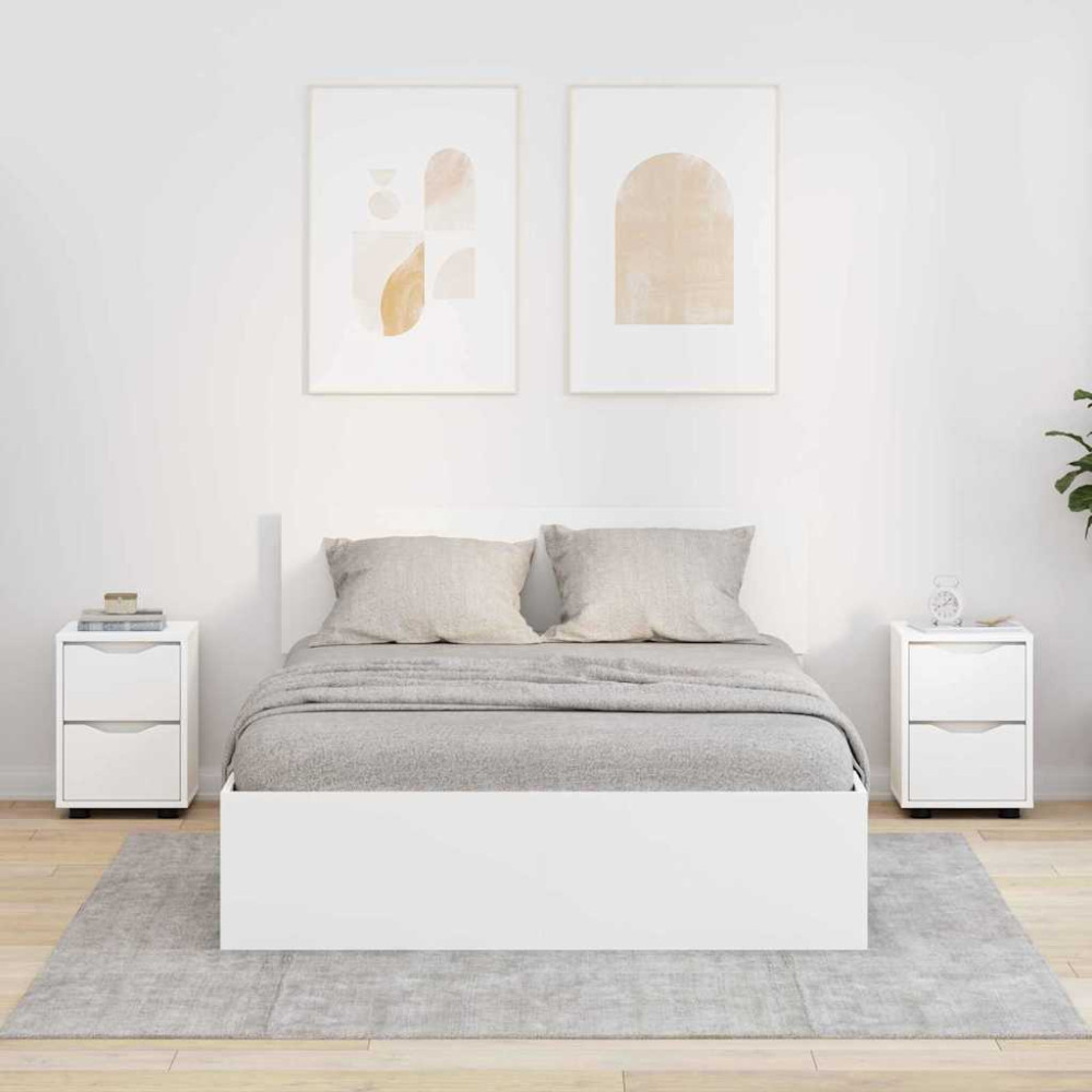 Produktbild för Sängbord med låda 2 pcs Vit 30,5 x 30 x 43 cm Konstruerat trä