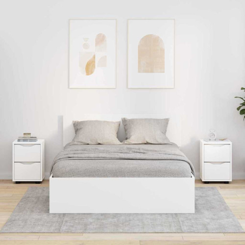 vidaXL Sängbord med låda 2 pcs Vit 30,5 x 30 x 43 cm Konstruerat trä