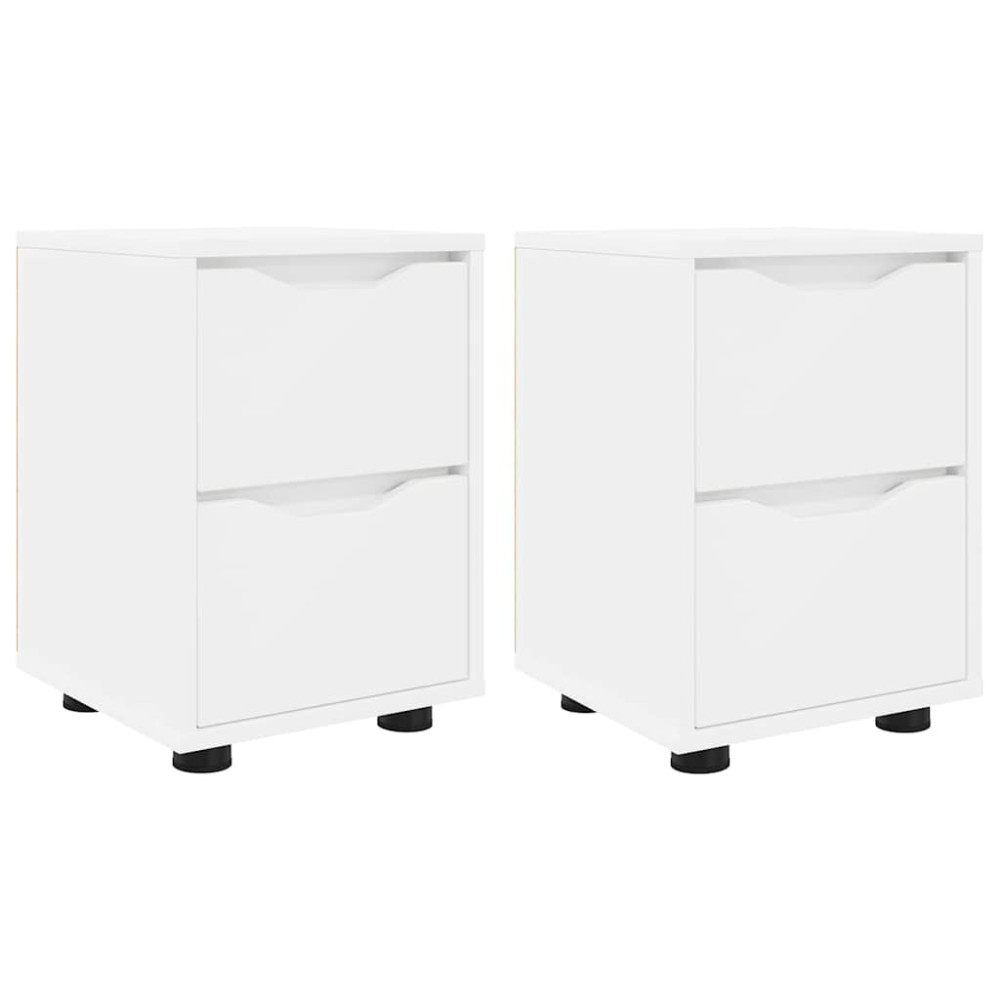 Produktbild för Sängbord med låda 2 pcs Vit 30,5 x 30 x 43 cm Konstruerat trä