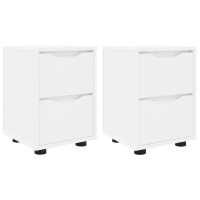 Produktbild för Sängbord med låda 2 pcs Vit 30,5 x 30 x 43 cm Konstruerat trä