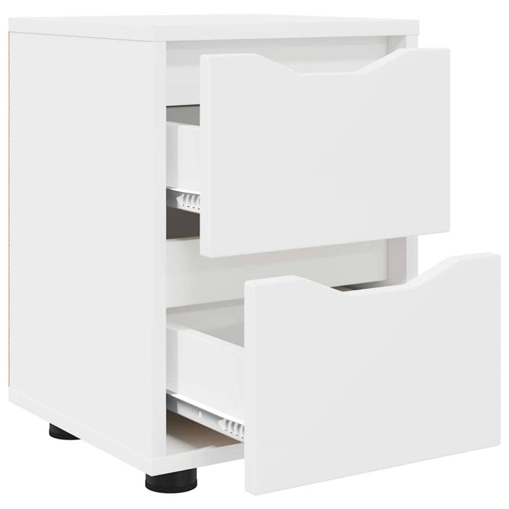 Produktbild för Sängbord med låda 2 pcs Vit 30,5 x 30 x 43 cm Konstruerat trä